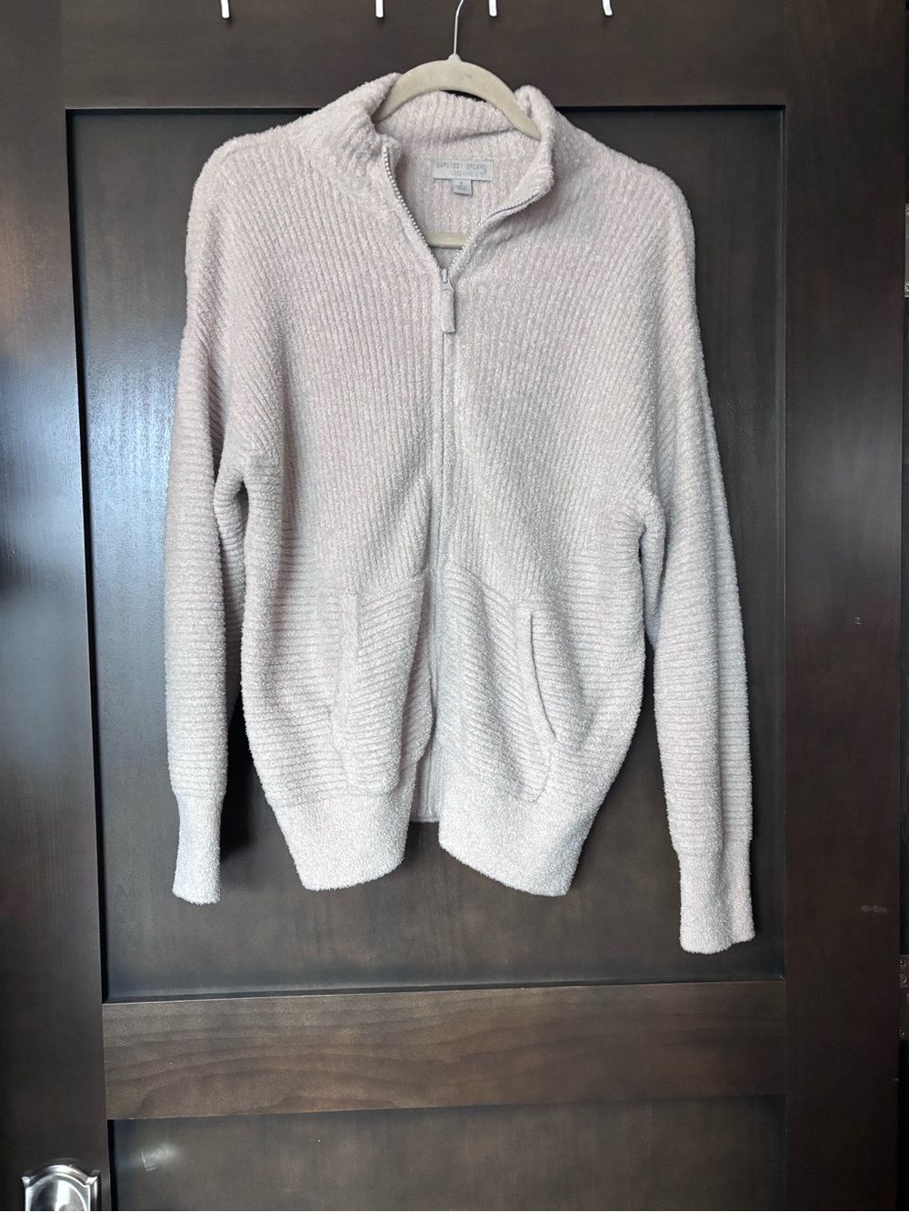 Barefoot Dreams Zip-Up Sweater Jacket in Light Taupe